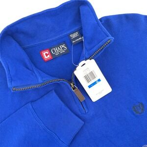 Chaps Mens XL Royal Blue French Rib Fleece Quarter Zip Pullover Sweater 13204R